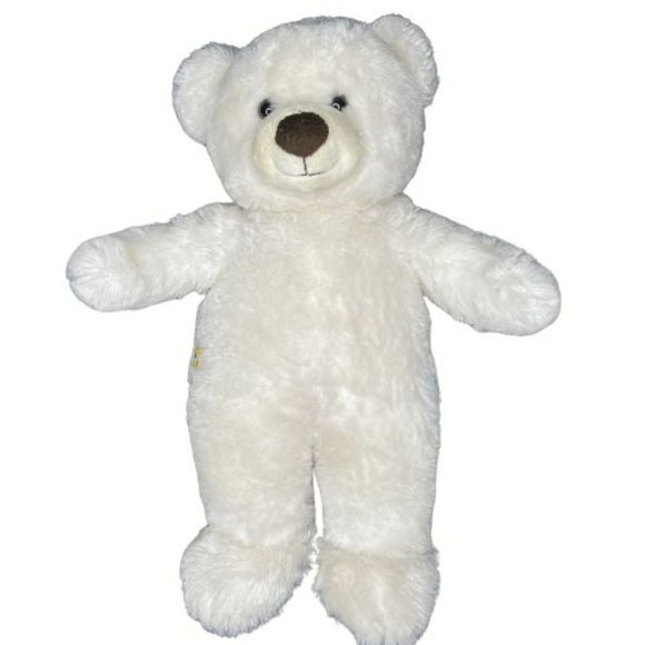 Build A Bear White / Cream Teddy Bear Brown Nose & Eyes 15" 2013 - Picture 1 of 12